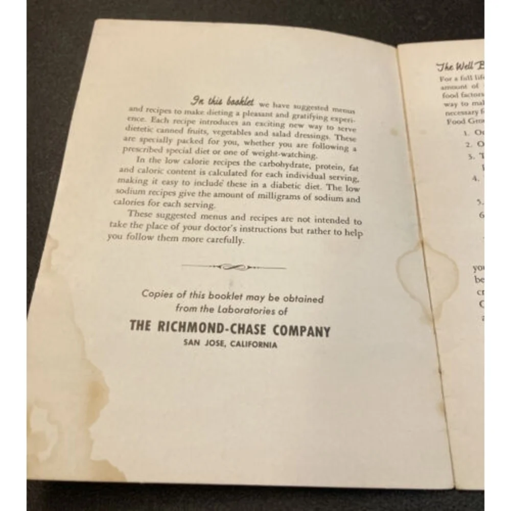 READ DESCRIP Richmond Chase Co‎ Diet Delight-fully Recipe Cookbook Canned Fruit